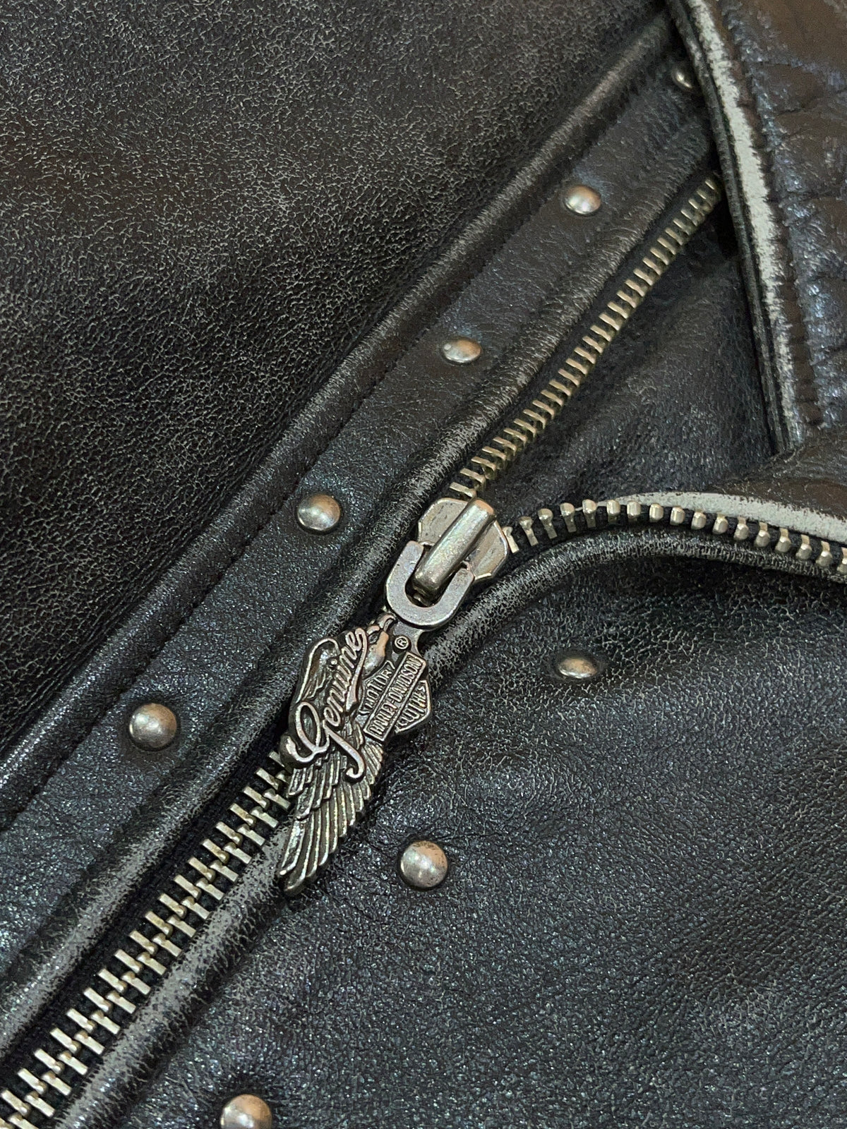 1990's Harley-Davidson HOG Member Patched Distressed Leather Biker Jacket - XL