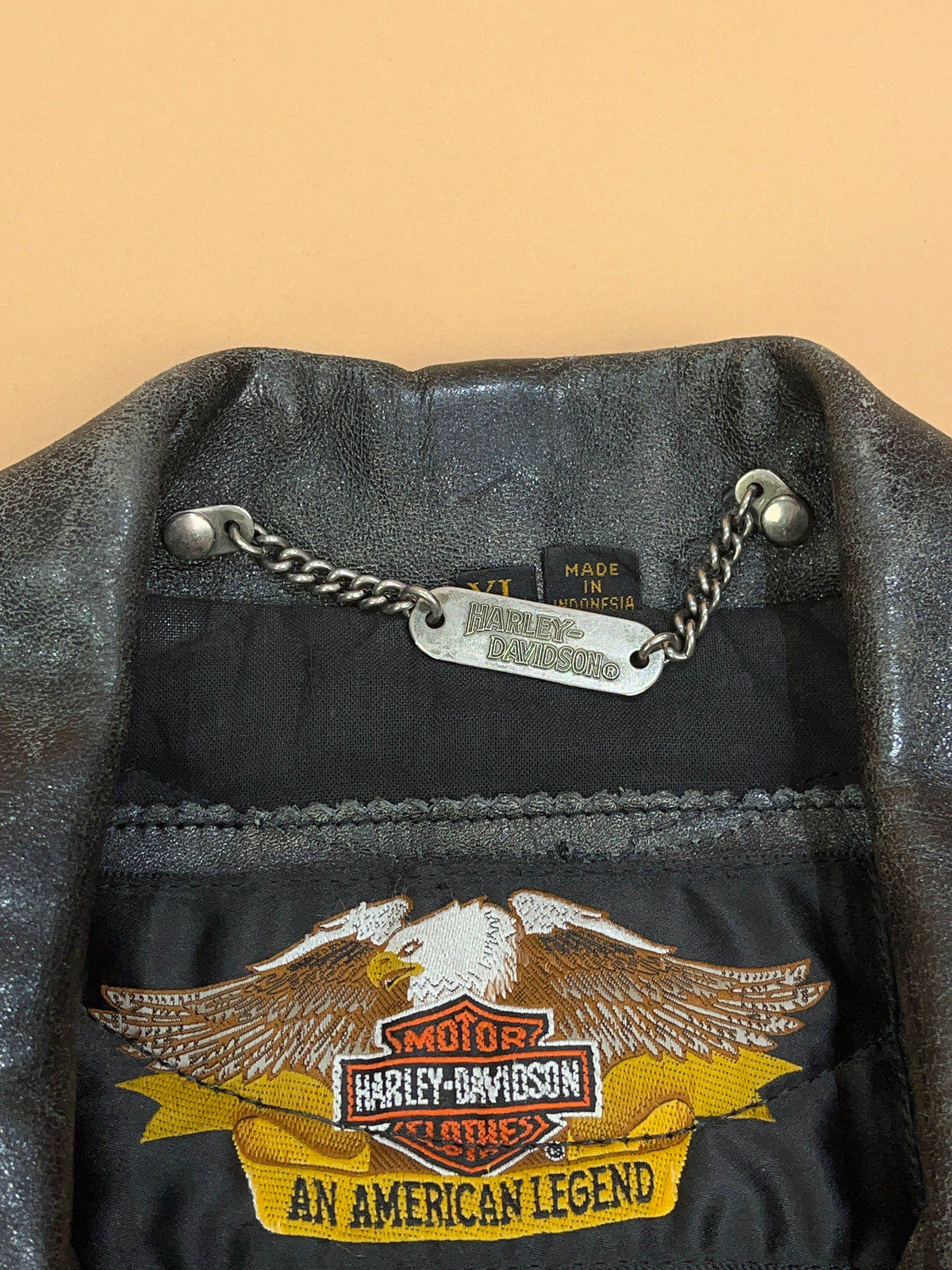 1990's Harley-Davidson HOG Member Patched Distressed Leather Biker Jacket - XL