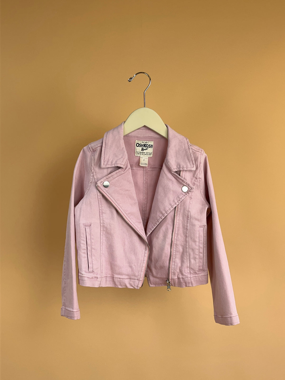 Y2K OshKosh Baby Pink Denim Jacket - 7Y