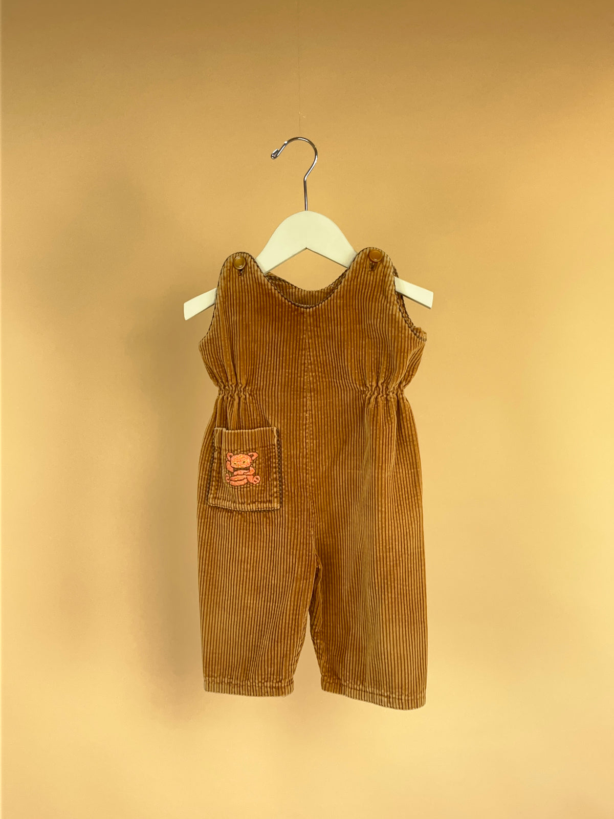 1970s Antelope Tan Corduroy Long Dungarees - 6-12M