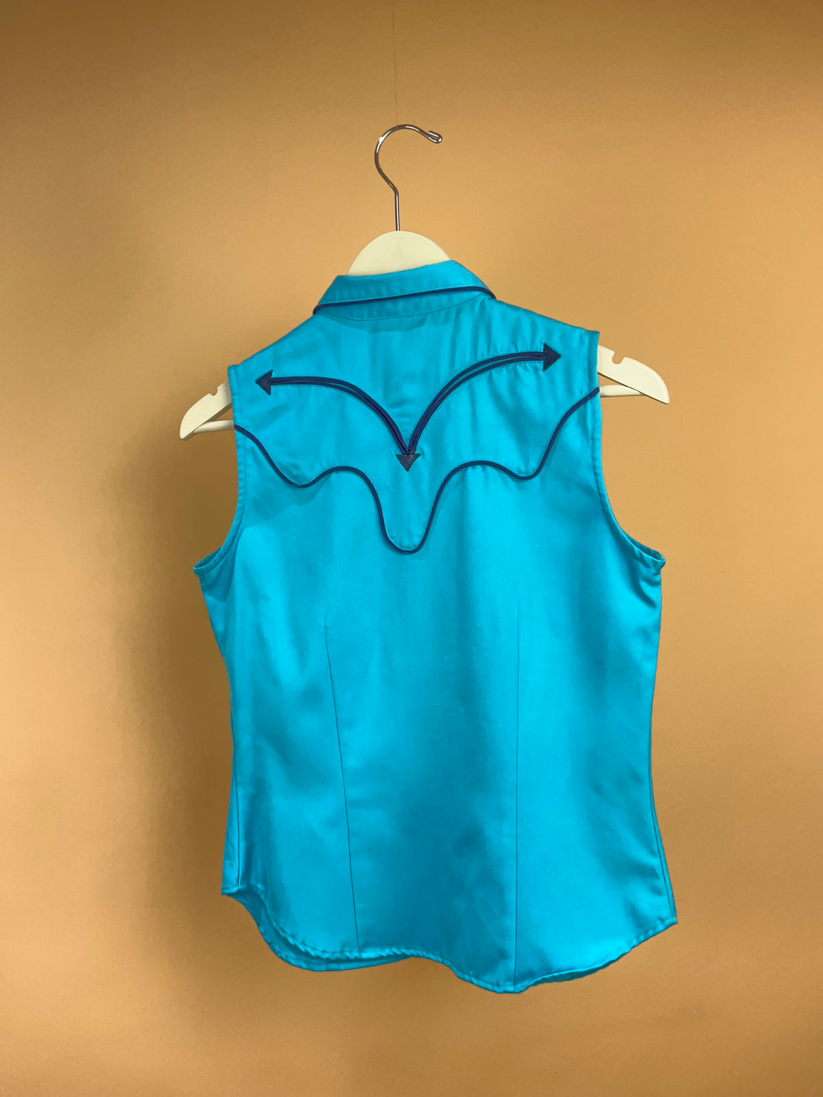 1990s Roper Turquoise Sleeveless Western Blouse- 10