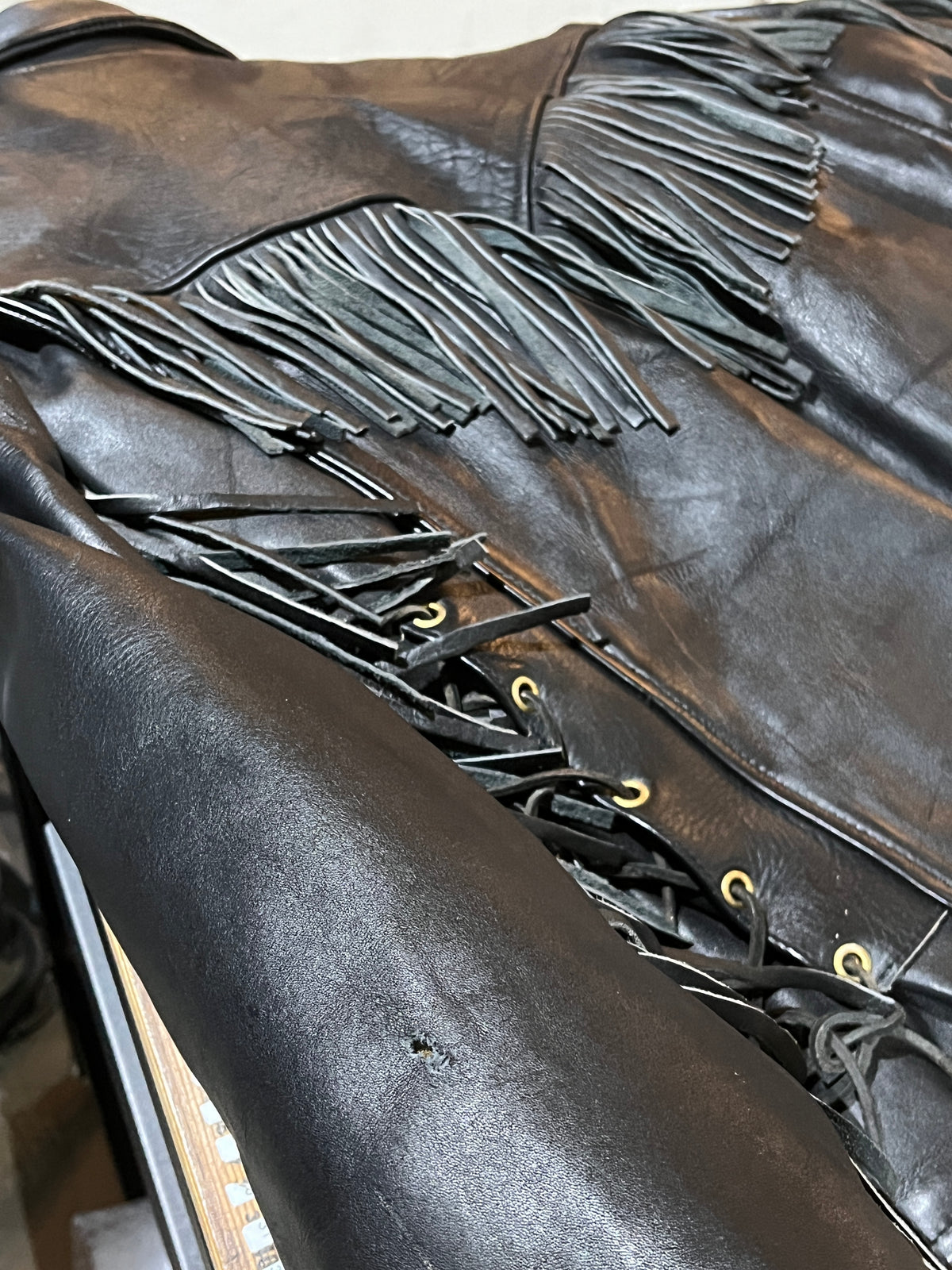 1990's Ultimate Creation by PLG Fringe Leather Biker Jacket - S
