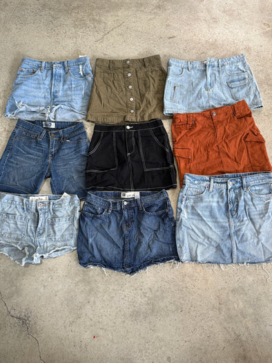 Wholesale Vintage Y2K Denim Skirt & Short Bundle (9 pieces)