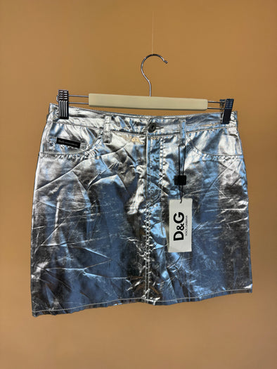 1990's Silver Metallic 'Dolce & Gabbana' Mini Skirt