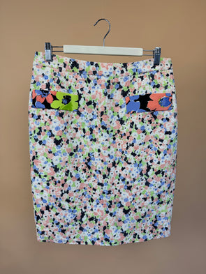 'Moschino' Micro Floral Sparkle Midi Skirt