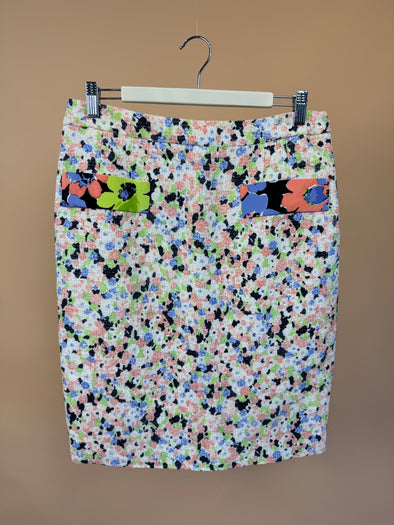 'Moschino' Micro Floral Sparkle Midi Skirt