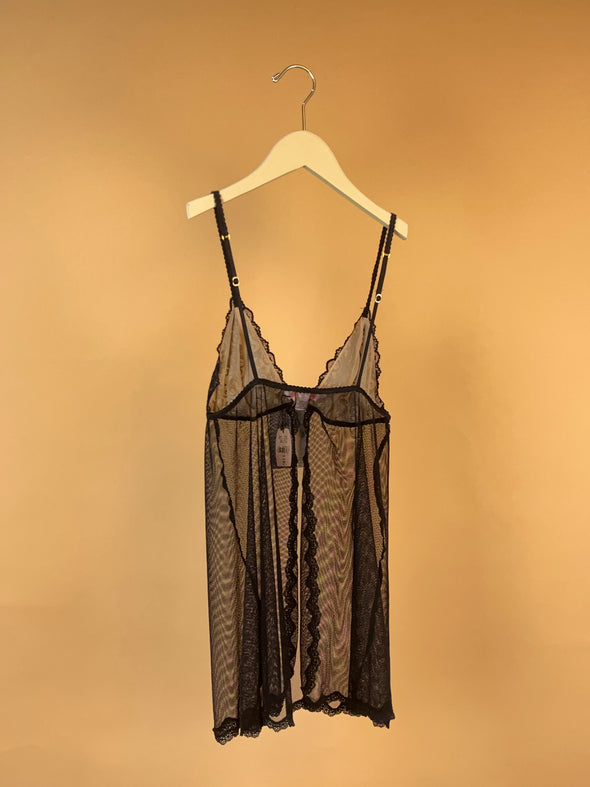 black sheer babydoll dress Victoria's Secret' Black Lace Sheer Babydoll Dress – Arkive Vintage