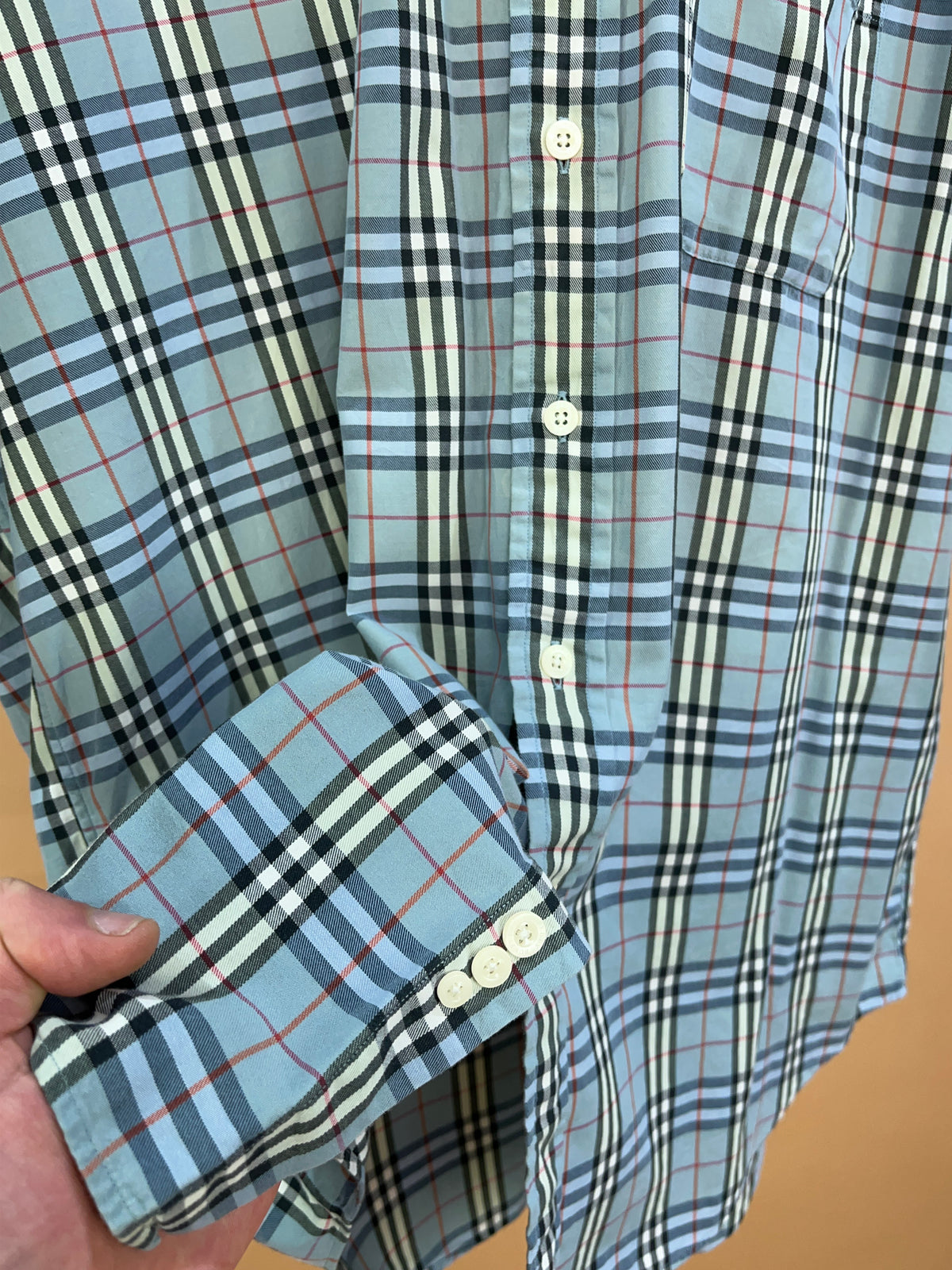 Y2K Burberry light blue Nova check cotton short sleeve shirt, relaxed fit — Arkive Vintage