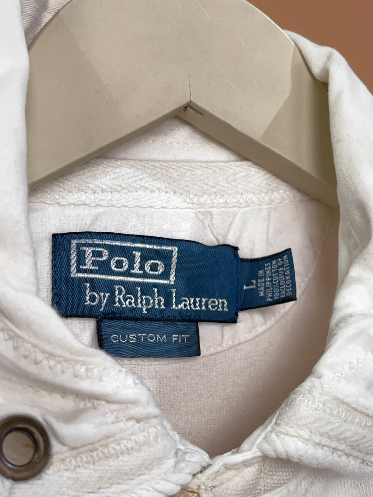 Y2K Ralph Lauren white cotton polo shirt with oversized Big Pony embroidery — Arkive Vintage