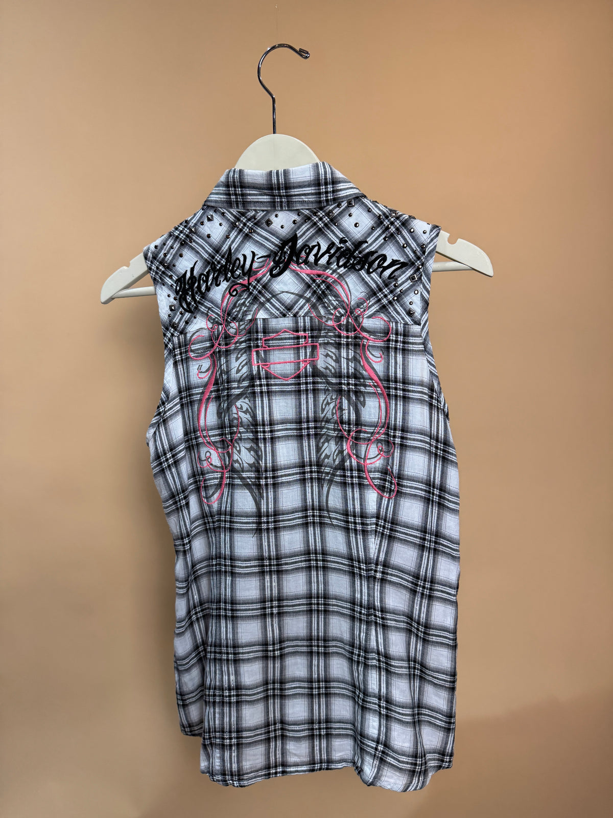 Y2K Plaid Harley Davidson Blouse