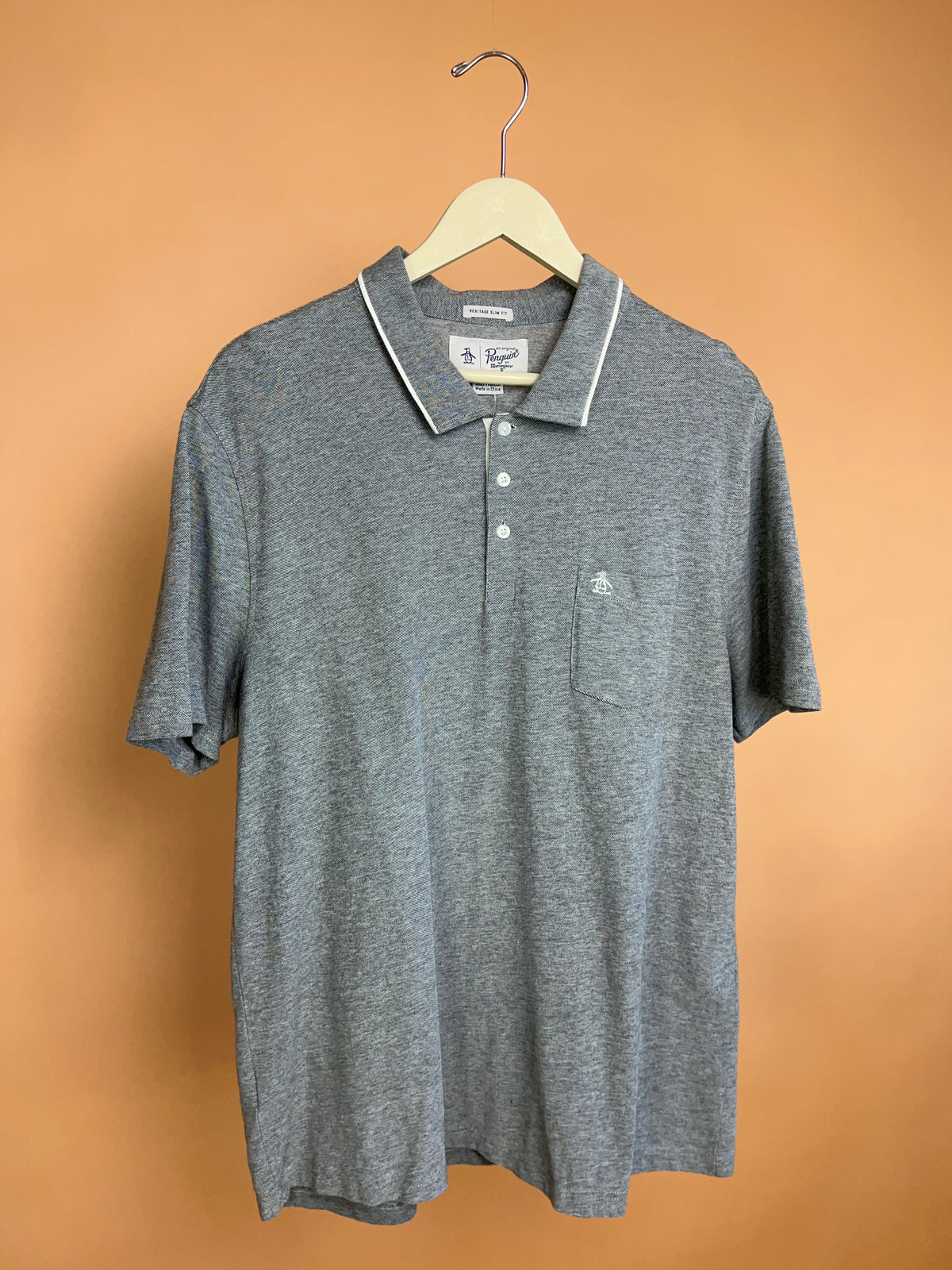 Penguin By Munsingwear Marle Grey Polo Shirt - L