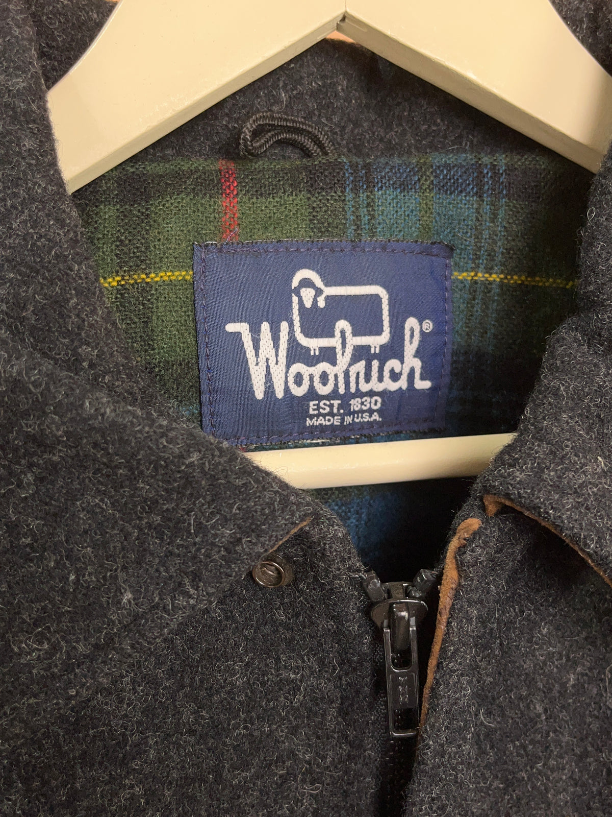 1990s Woolrich Wool Plaid Bomber Jacket -  Made in USA - M