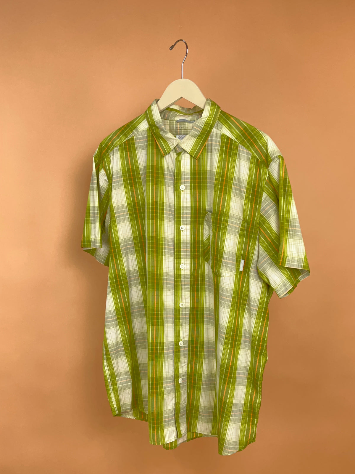 Columbia Green & Orange Plaid Shirt - L