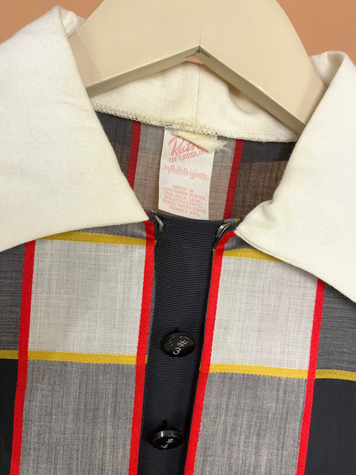 Early 1970s Ruth of Carolina Typewriter Key Plaid Dress - 10