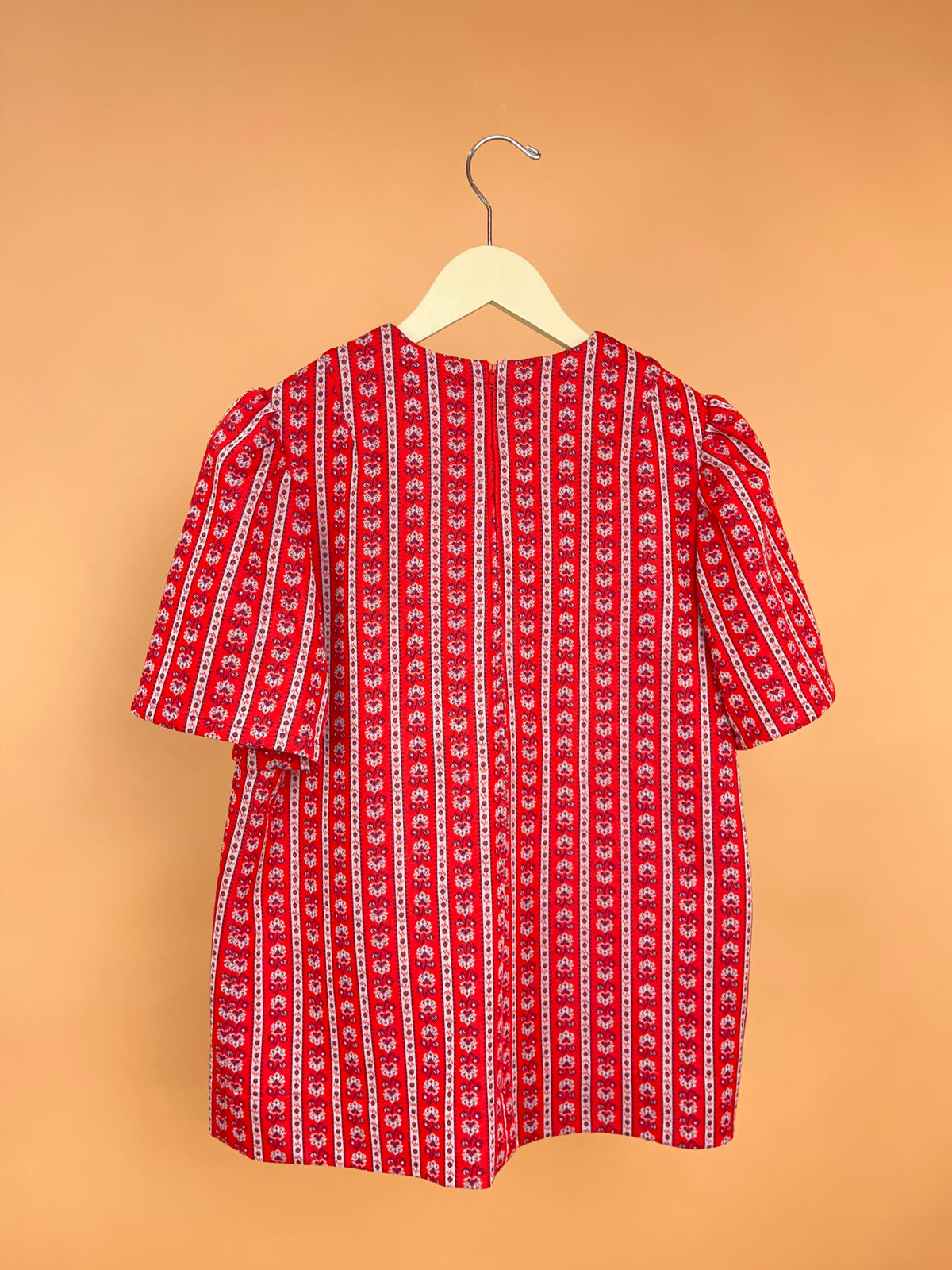 1970s Custom Made Iva R. Holland Red Floral Blouse - 10