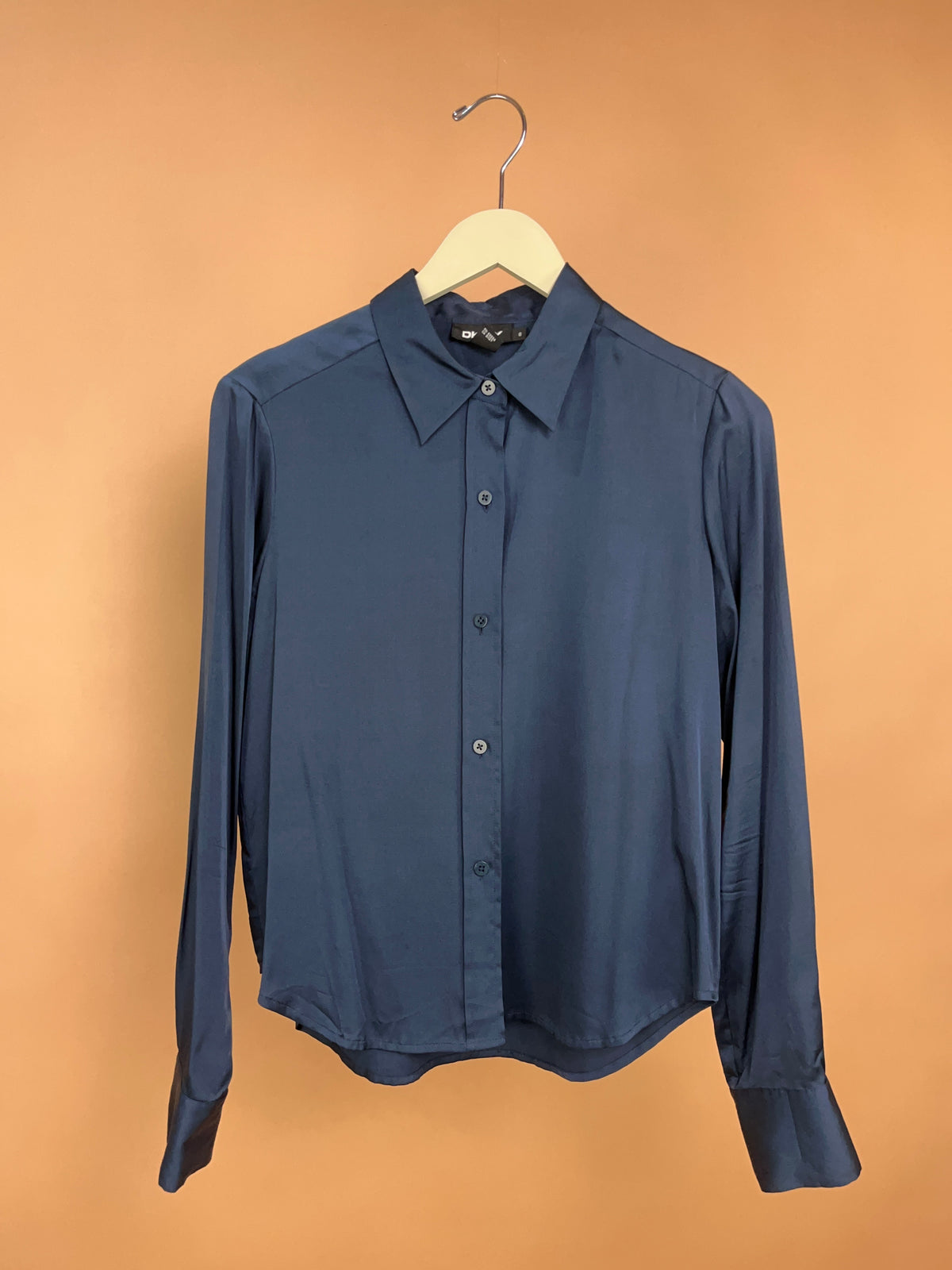 DKNY Dark Navy Blue Silk Blouse - 8