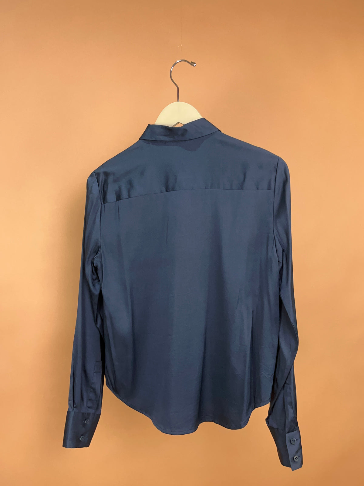 DKNY Dark Navy Blue Silk Blouse - 8