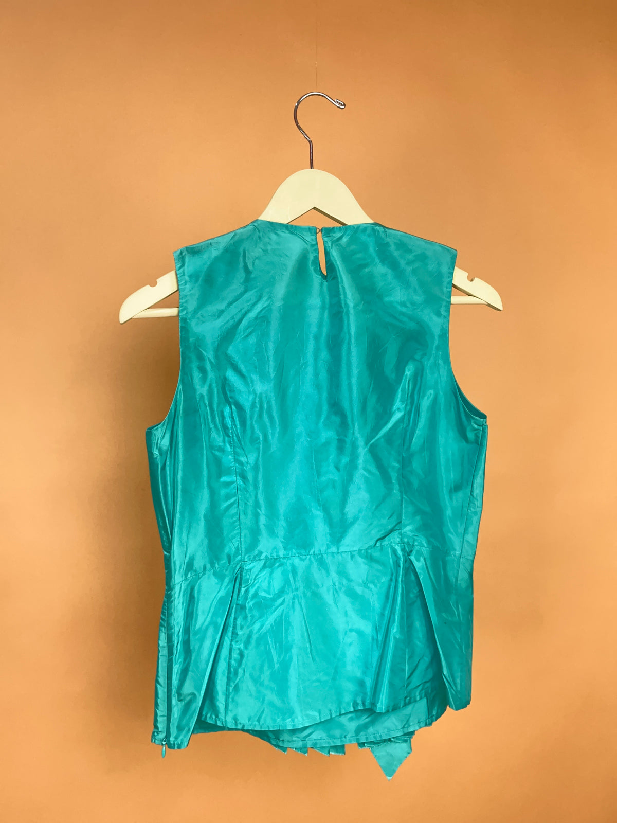 Y2K Oscar de la Renta Electric Teal Silk Blouse - 10