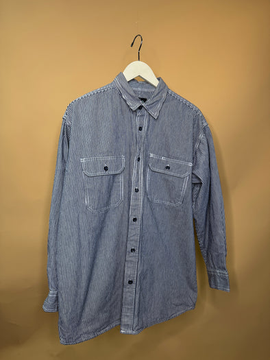 Hickory Stripe Long Sleeve Button-Up Shirt