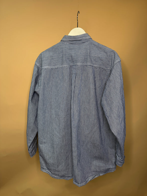 Hickory Stripe Long Sleeve Button-Up Shirt
