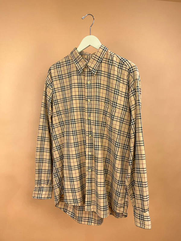Y2k Burberry London Made In USA Nova Check Shirt - L