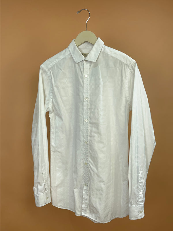 Y2k Burberry London White Geometric Check Shirt - M