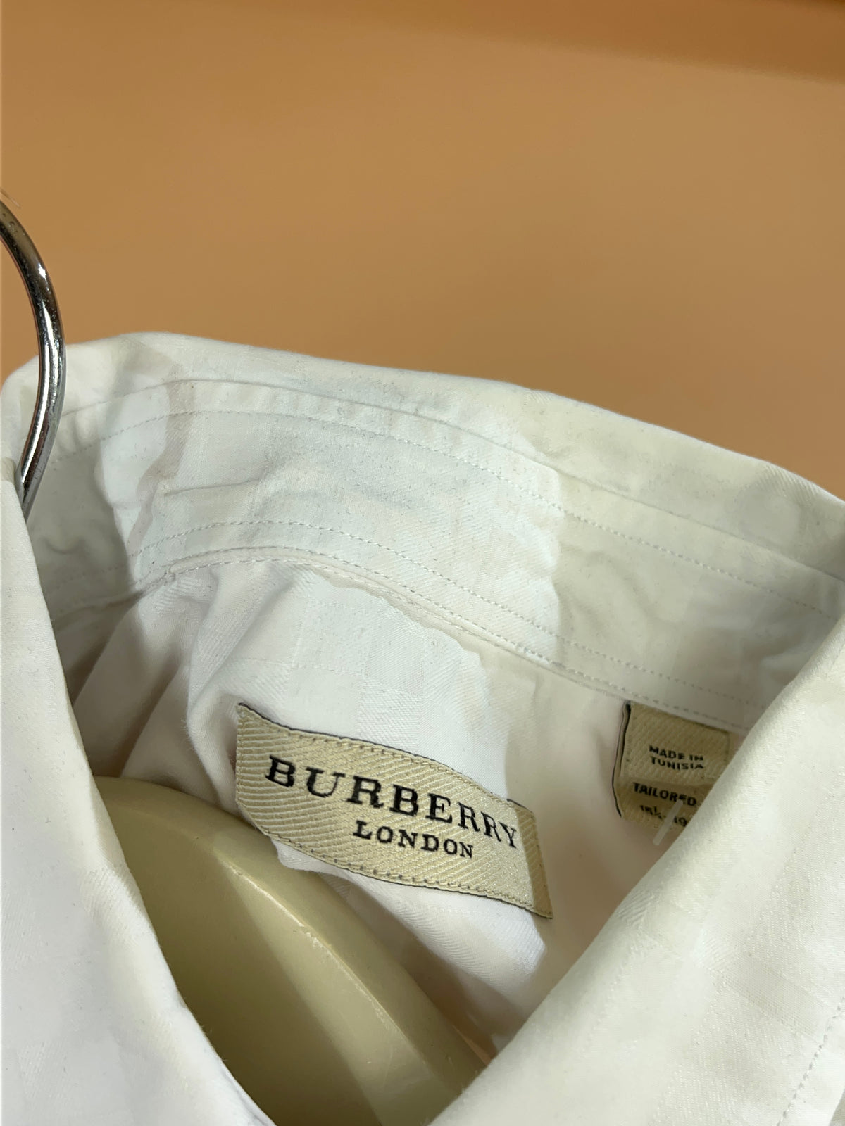 Y2k Burberry London White Geometric Check Shirt - M