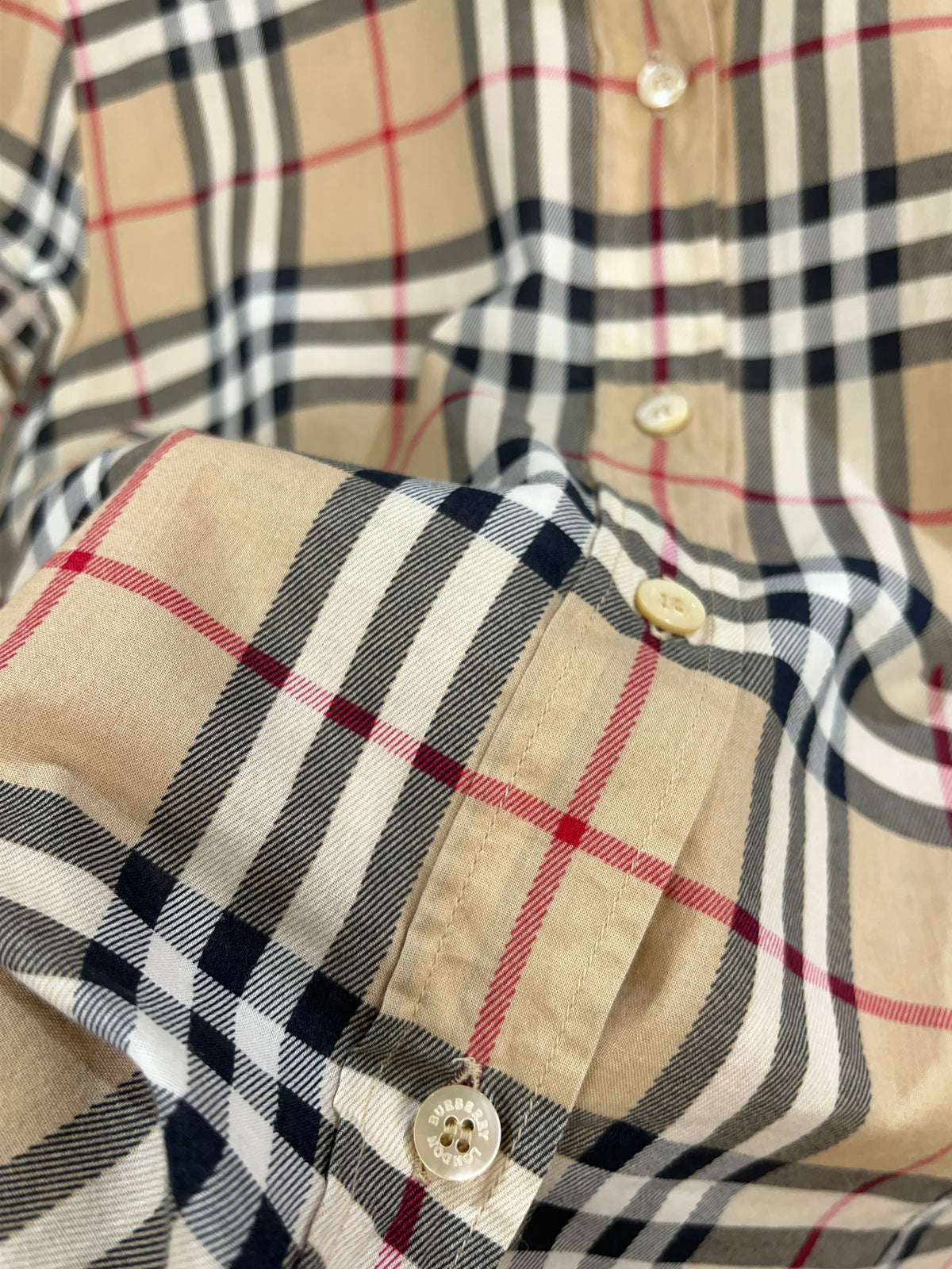 Y2k Burberry London Nova Check Cap Sleeve Blouse - L