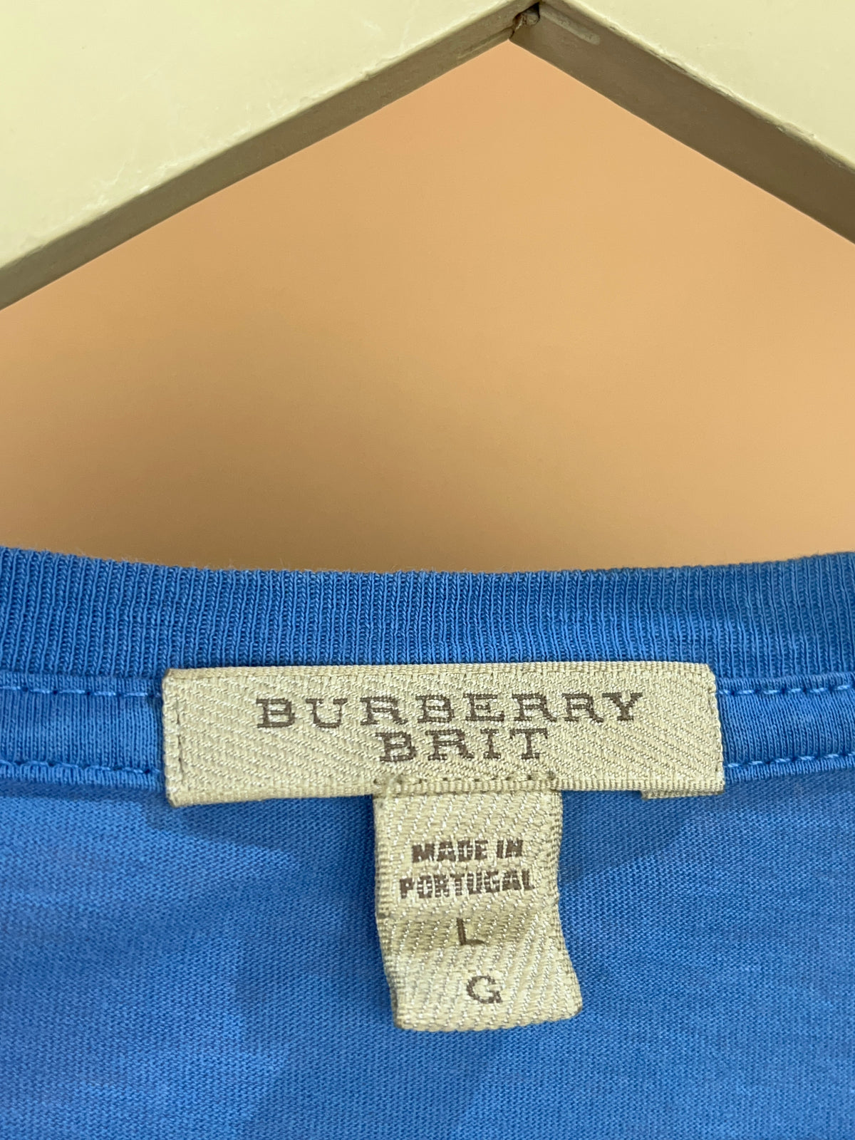Y2k Burberry Paint Streak Print Blue T-shirt - L