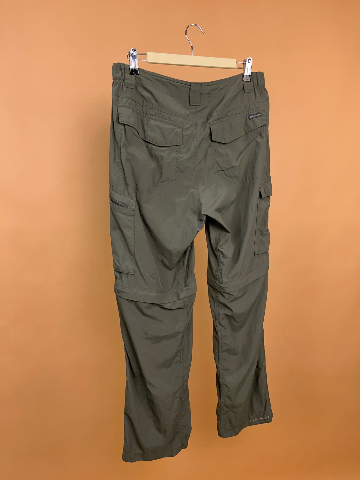 1990s Columbia Olive Grey Convertible Cargo Trousers - 32"