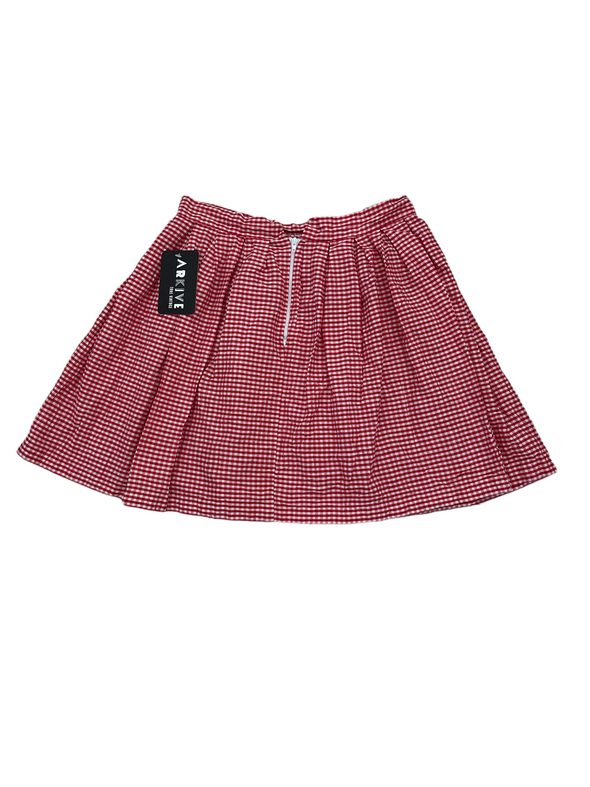 Red 1970's Gingham Pleat Skirt