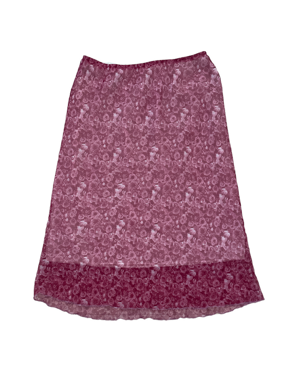 1990's Pink Rose Midi Skirt