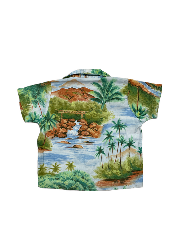 Junior 1970's Palm Print Button Up Shirt